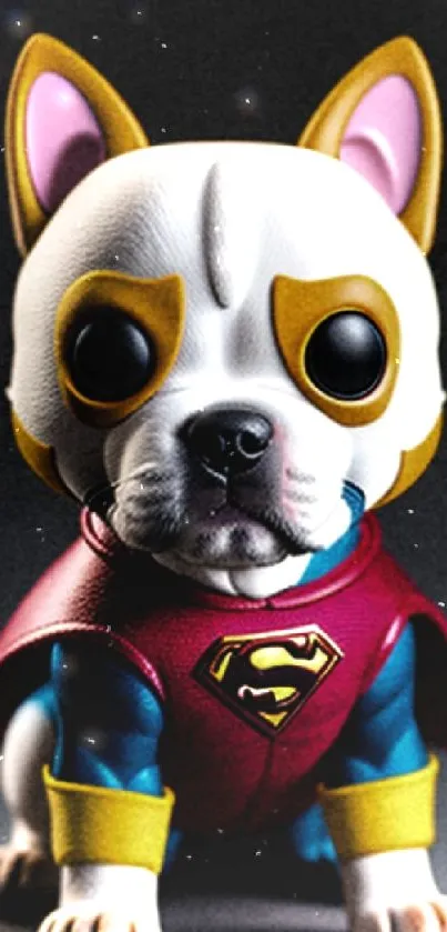 Cute dog in superhero costume wallpaper for phones.