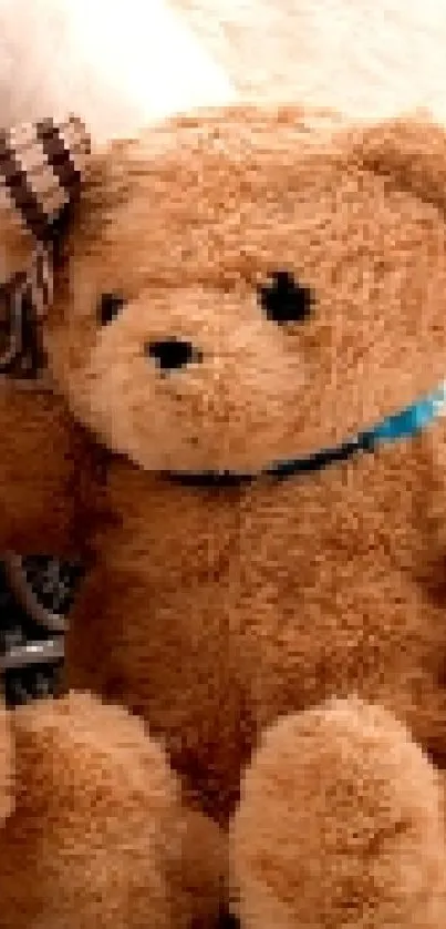 A charming group of teddy bears on a light background, perfect for wallpaper.