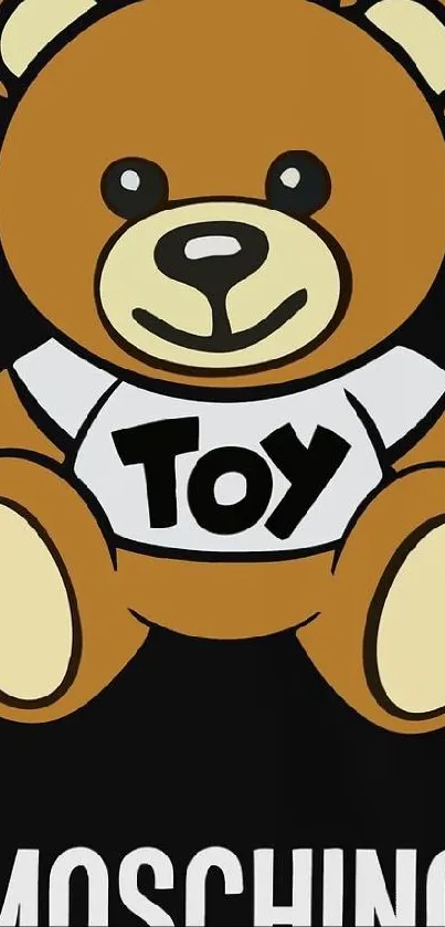 Cute teddy bear illustration on a black background.