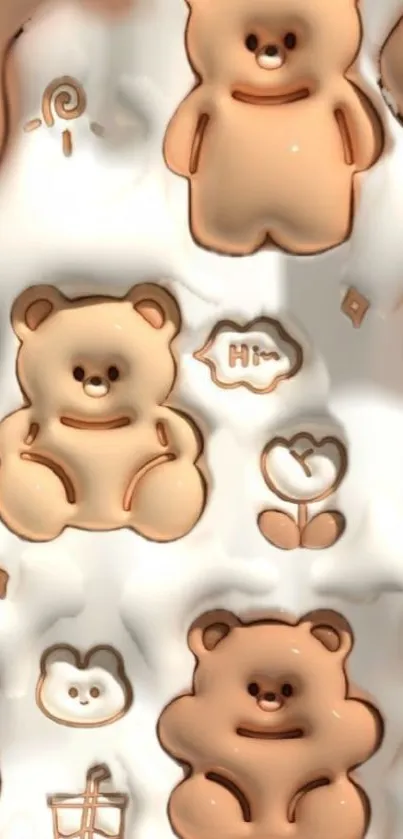 Cute teddy bear wallpaper with beige tones.