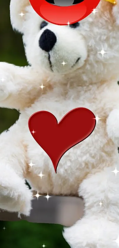 Cute teddy bear with a red heart design.