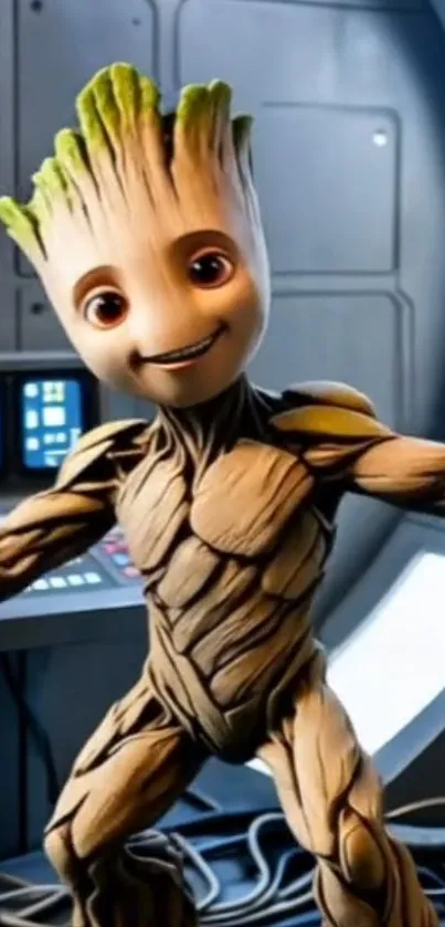 Cute tree character in a modern setting.