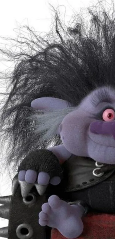 Adorable troll character with purple features and playful expression.