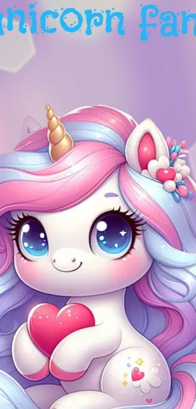 Adorable unicorn mobile wallpaper with pastel colors and cute design.