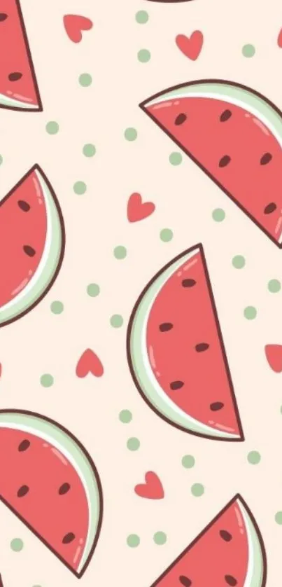 Charming watermelon pattern wallpaper with pink and green accents.