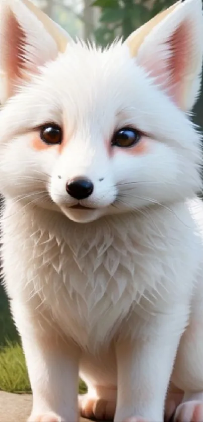 Cute White Fox Wallpaper - free download