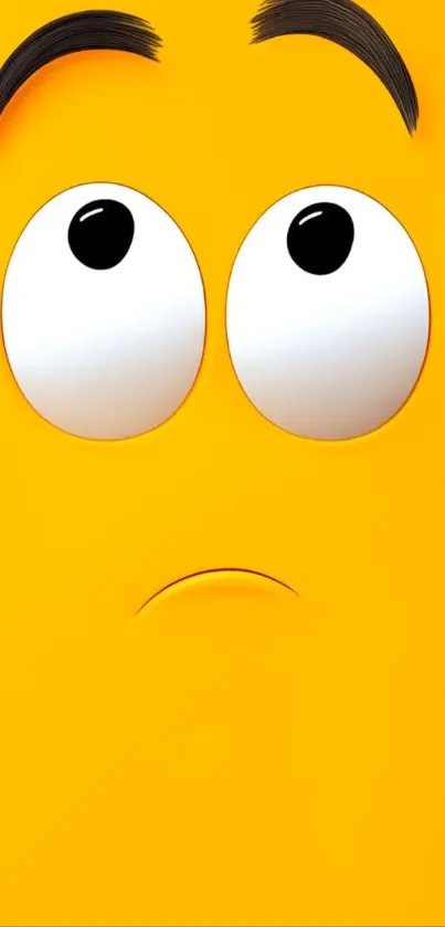 Yellow cartoon face with big eyes and playful expression.