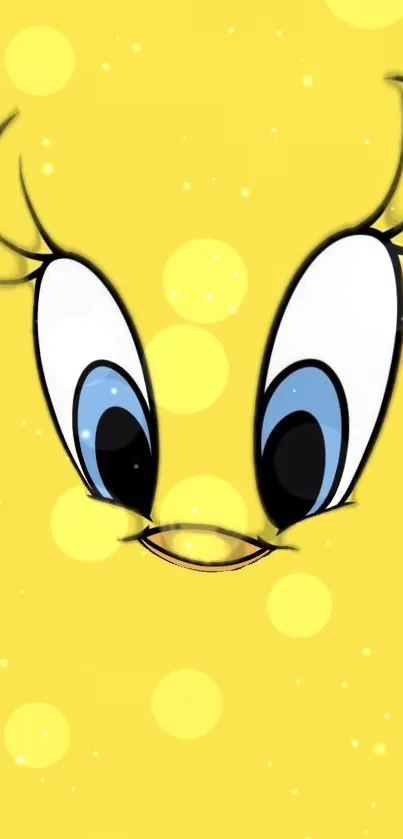 Cute yellow cartoon face mobile wallpaper.