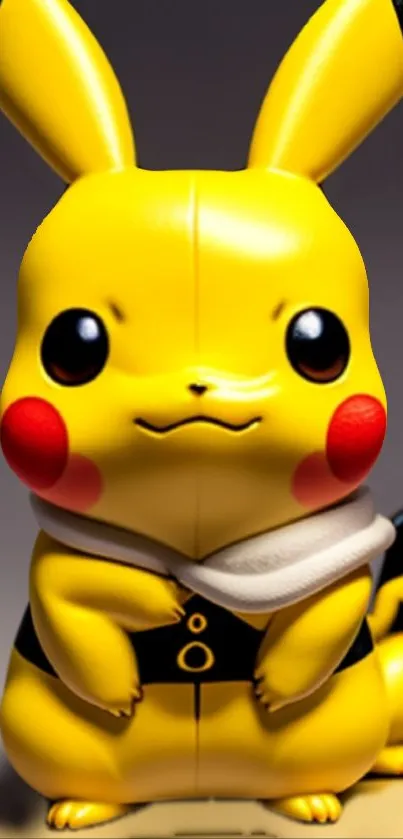 Cute yellow character with red cheeks and a playful expression on mobile wallpaper.