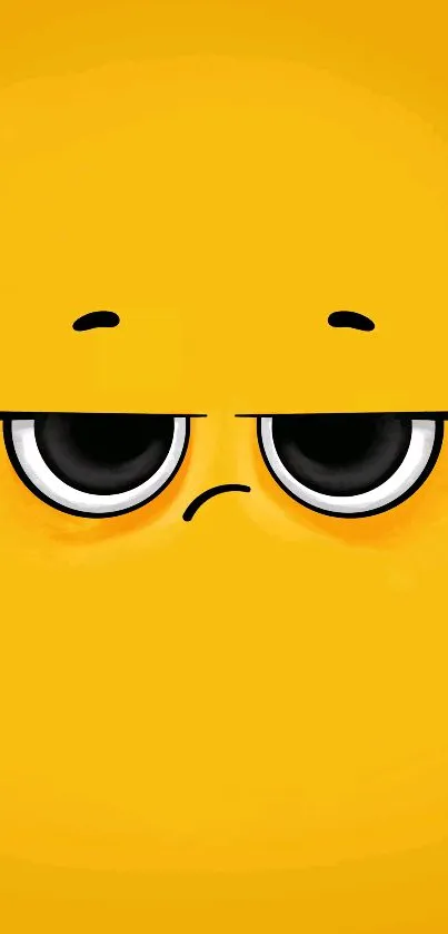 Cute yellow face wallpaper with sleepy, cartoonish eyes.