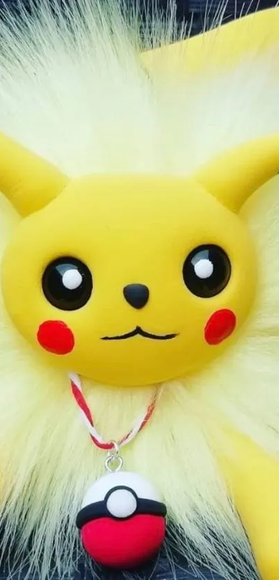 Cute yellow plush creature with bright fur and playful eyes.