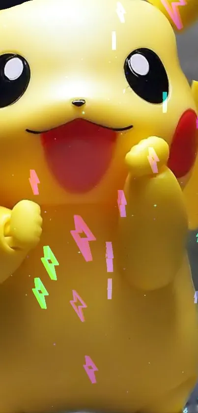 Cute yellow toy with digital sparkles.