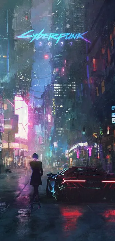 Cyberpunk cityscape with neon lights and a futuristic vibe.