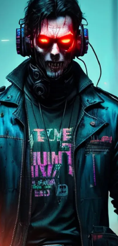 Cyberpunk character in neon city wallpaper.