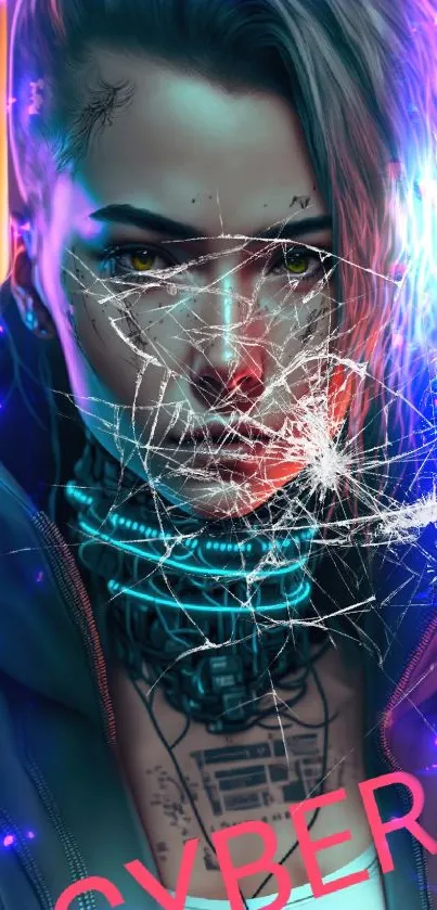 Futuristic neon cyberpunk wallpaper with vibrant colors.