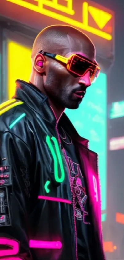 Futuristic neon cyberpunk wallpaper with vibrant urban aesthetics.