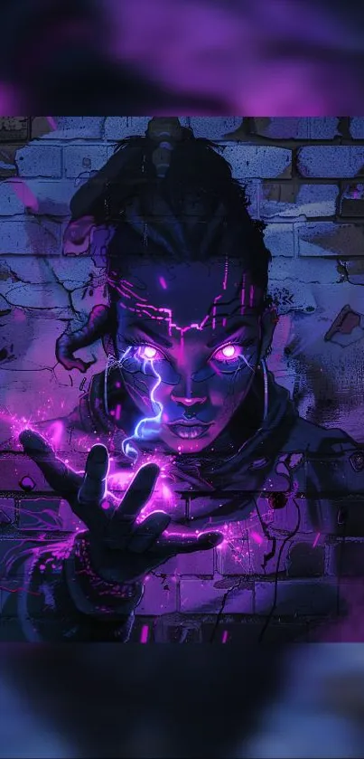 Futuristic cyberpunk neon art depicting a character with glowing elements.