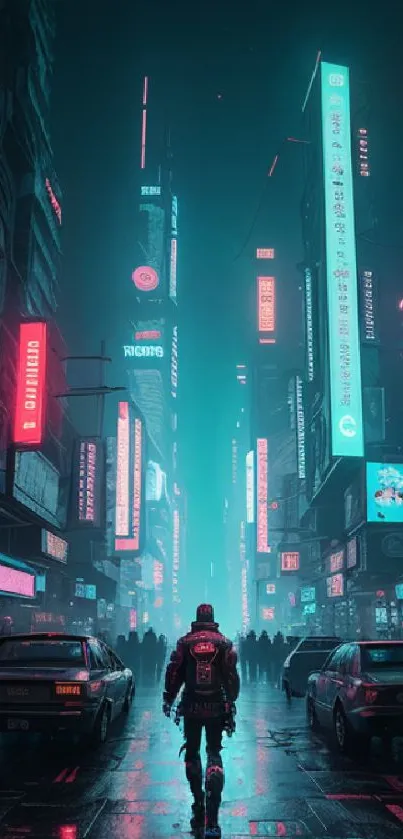 Cyberpunk neon cityscape with vibrant lights.