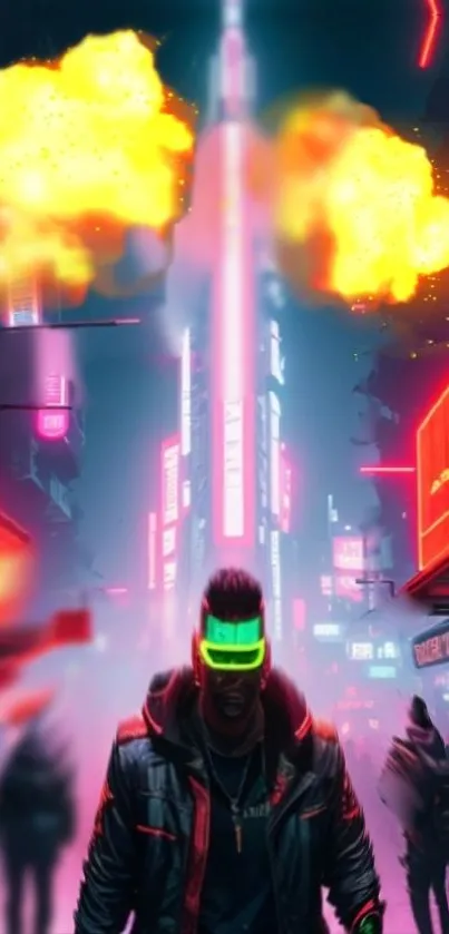 Futuristic neon cityscape with cyberpunk elements.