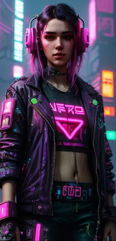 Cyberpunk neon street style wallpaper with vibrant colors.