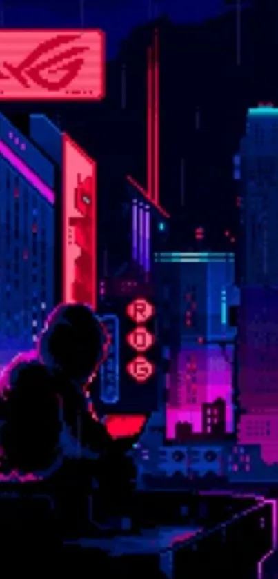 Cyberpunk cityscape with neon lights and futuristic ambience.