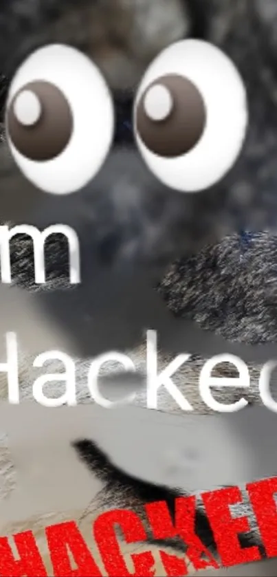 Hacked-themed phone wallpaper with cybersecurity alert design.