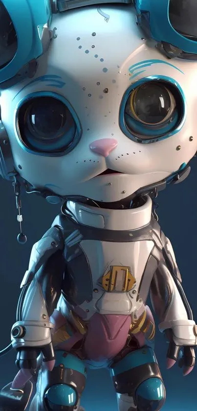 Futuristic cyborg cat in sci-fi style art.