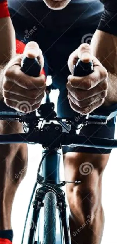 Cyclist intensely focused on a road bike.