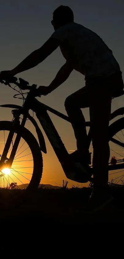 Silhouette of a cyclist against a sunset sky.