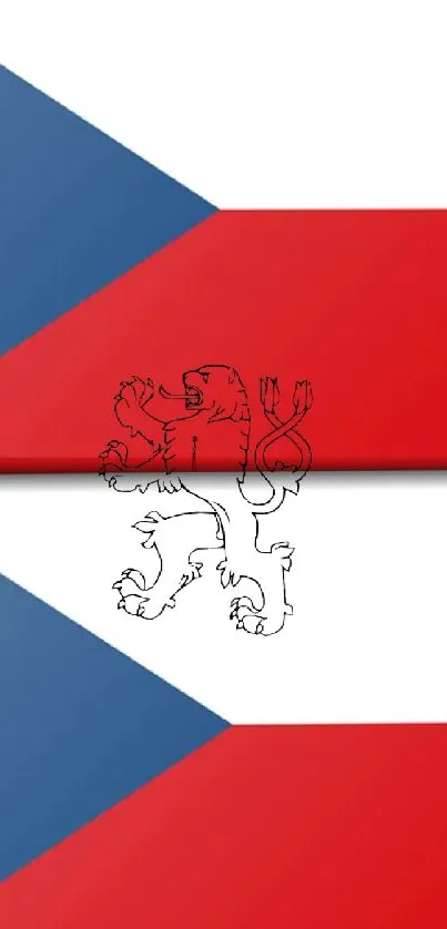 Czech flag wallpaper with red, white, and blue colors and a lion emblem.