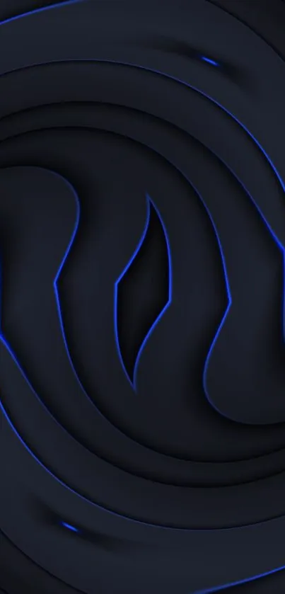 Dark abstract wallpaper with blue swirl design.