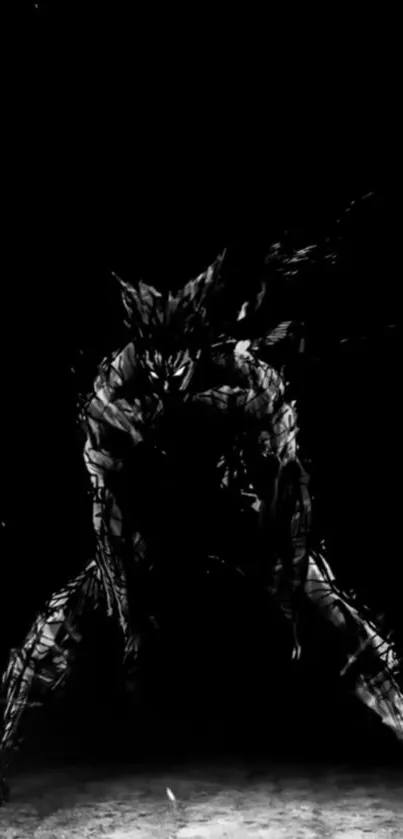 Dark abstract creature on black background wallpaper.