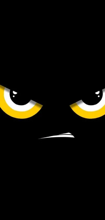 Dark abstract wallpaper with yellow eyes on black background.