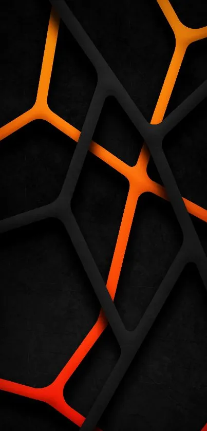 Dark abstract wallpaper with orange intersecting lines.