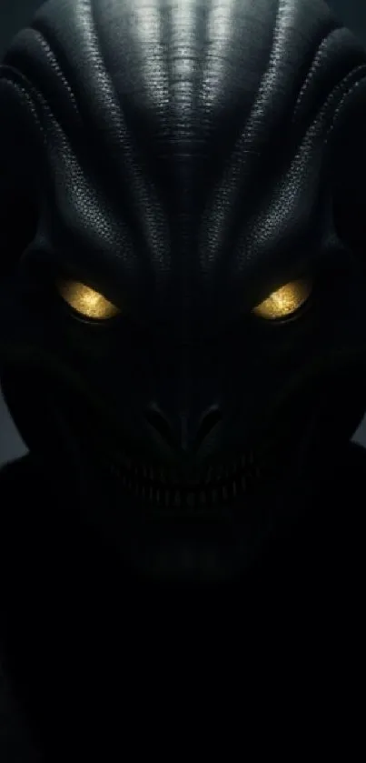 Dark alien creature with glowing eyes wallpaper.