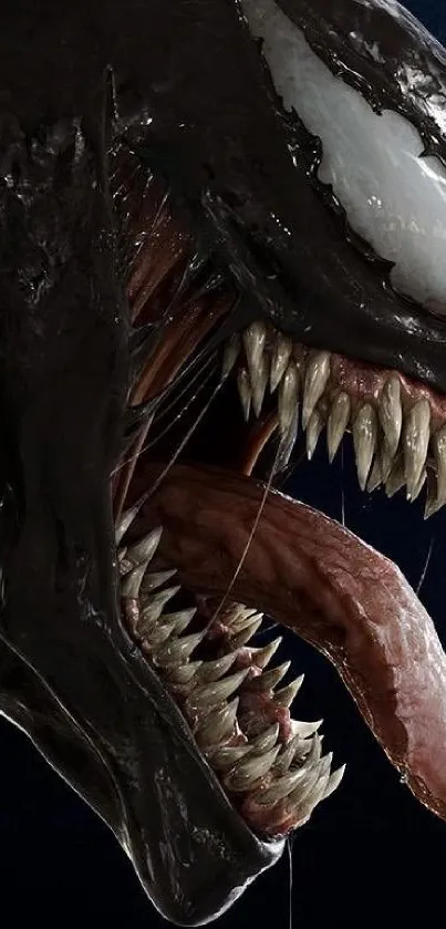 Dark alien monster with sharp teeth and long tongue mobile wallpaper.