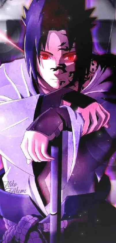 Dark anime character with purple glow.