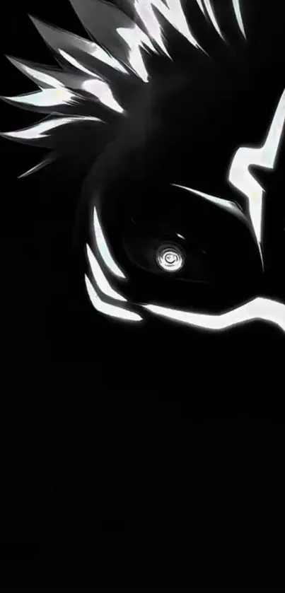 Dark anime character with intense eyes.