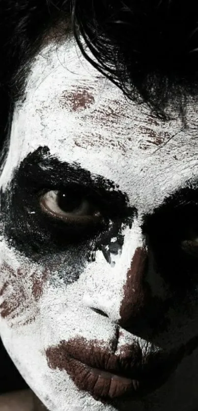 Artistic design with dark face paint.