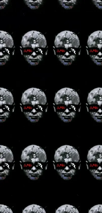 Dark skull pattern wallpaper with artistic design on black background.