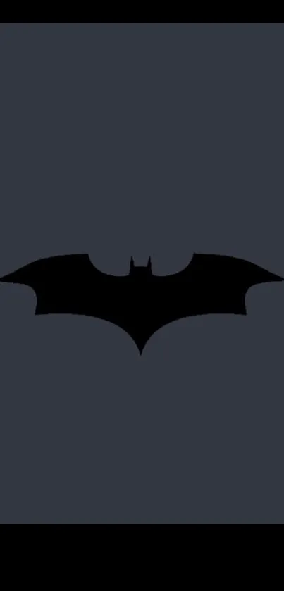 A dark silhouette of a bat on a charcoal gray background, perfect for minimalist fans.