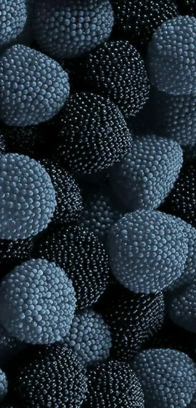 Dark berry themed wallpaper with blue and black spheres.