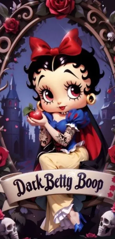 Dark Betty Boop in gothic style with vibrant colors and fantasy elements.