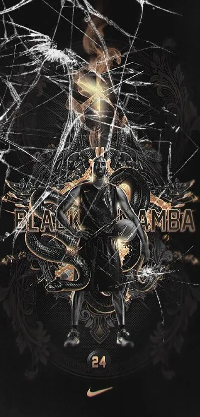 Intricate dark Black Mamba themed mobile phone wallpaper design.