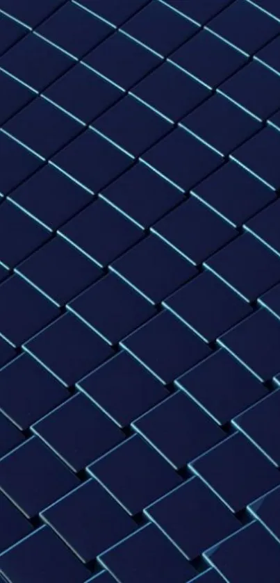 Geometric pattern wallpaper with dark blue tiles.