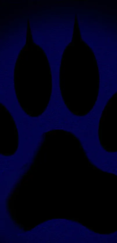 Dark blue wallpaper with black paw print design.