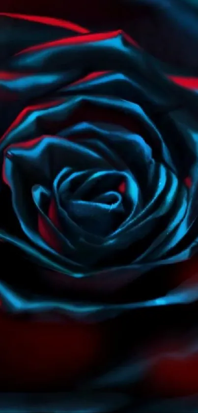 Dark blue rose with a mystic glow, perfect for a mobile wallpaper.