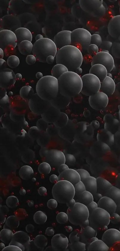 Abstract dark bubble wallpaper with red accents and black background.