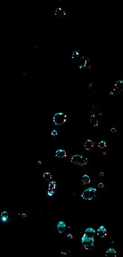 Dark background with teal bubbles for a modern mobile wallpaper.