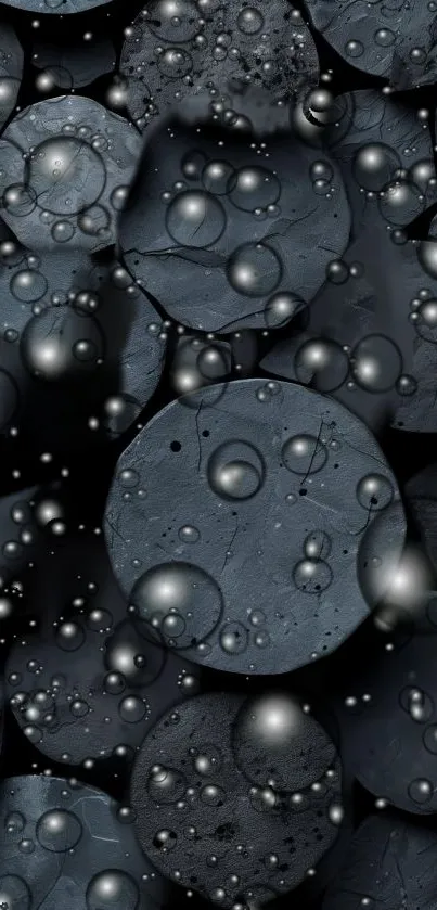 Dark gray bubble texture wallpaper with abstract design.